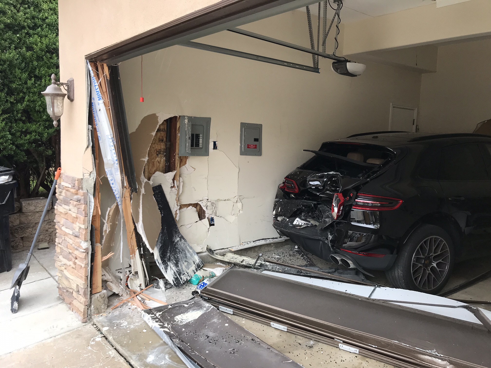 garage destroyed in crash